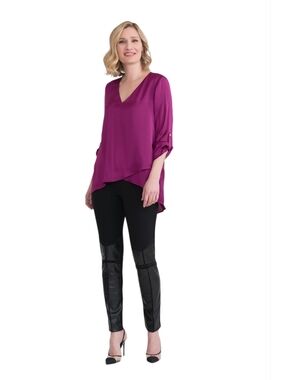 NWT Joseph Ribkoff magenta asymmetrical blouse size 6